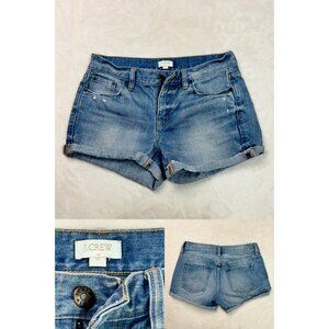 J Crew Jean Shorts Medium Wash Midrise Denim Cut off Cuffed Women's Size 25 L11
